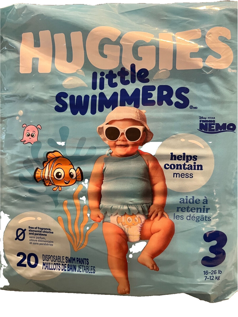 Huggies Little Swimmers Disposable Swim Diapers Size 3 16-26 lbs 20 Ct New